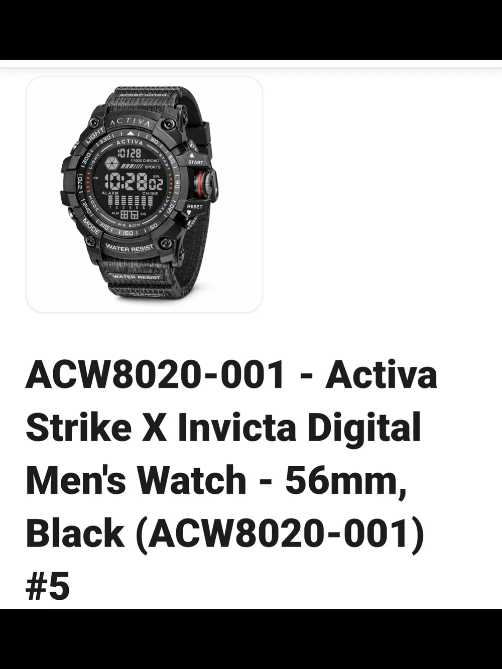 Activa Strike X Digital Men's Watch - Black with Red Accent
